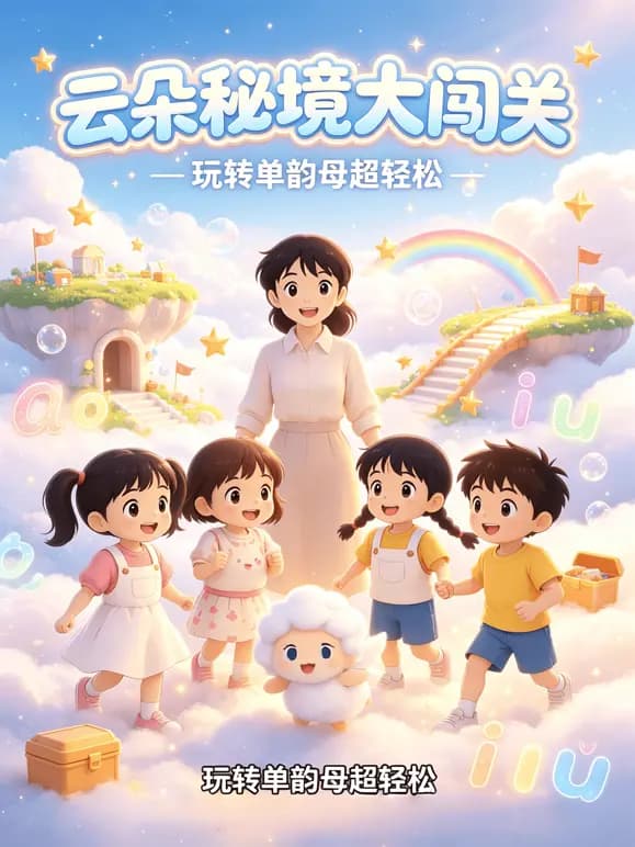 云朵秘境大闯关!玩转单韵母超轻松海报
