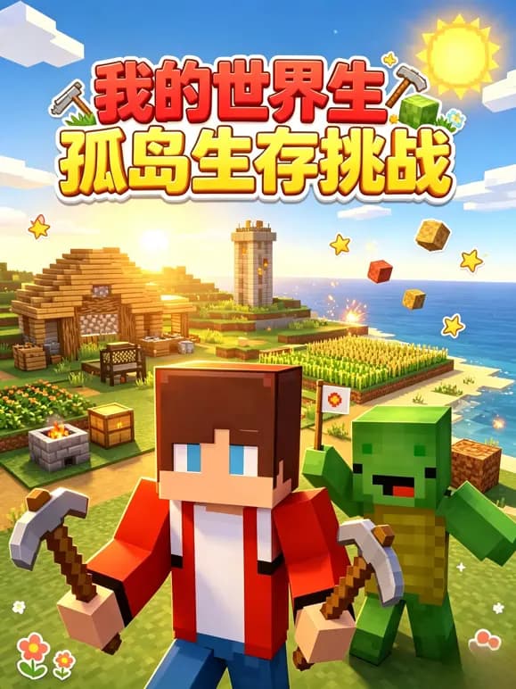 我的世界生孤岛生存挑战海报