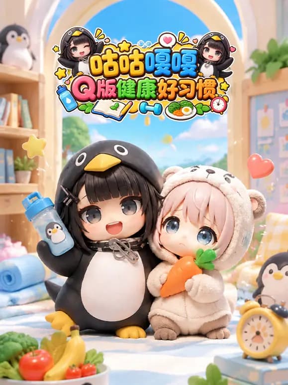 咕咕嘎嘎Q版健康好习惯海报
