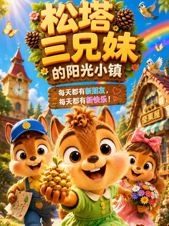 《松塔三兄妹的阳光小镇》海报