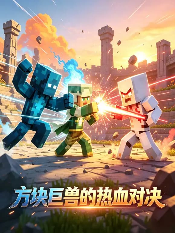 方块巨兽的热血对决海报