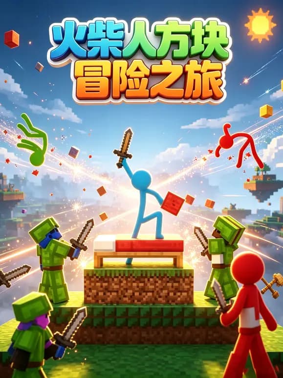 火柴人方块冒险之旅海报