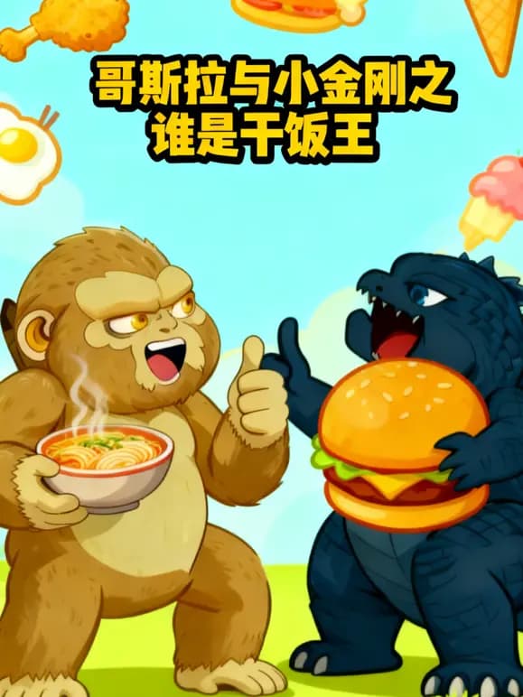 哥斯拉与小金刚之谁是干饭王海报