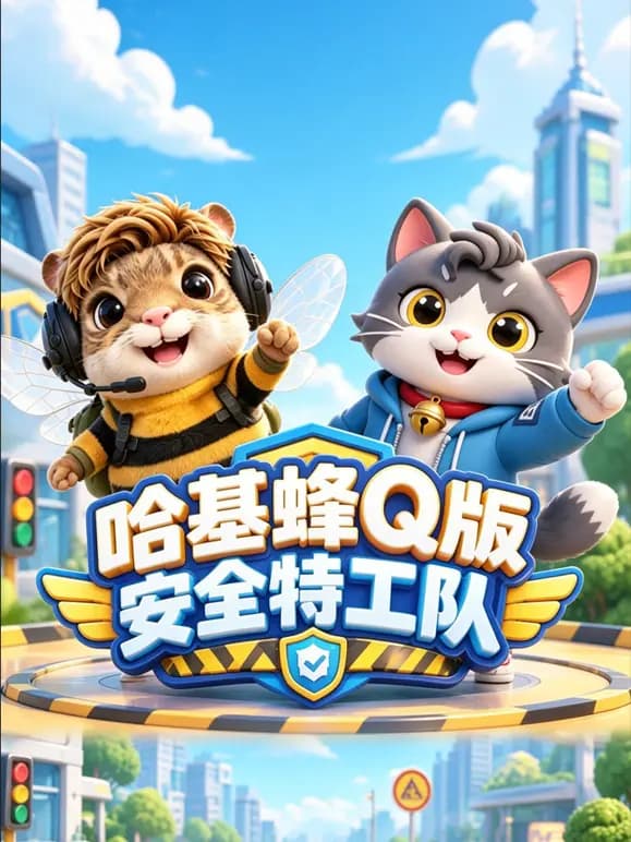 哈基蜂Q版安全特工队海报