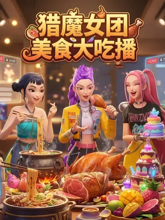 猎魔女团美食大吃播海报