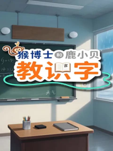 猴博士和鹿小贝教识字海报
