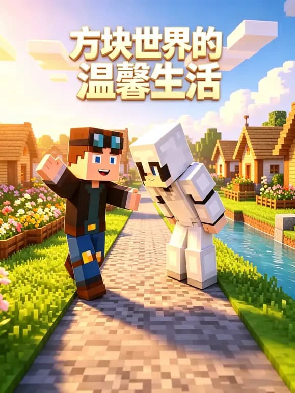 方块世界的温馨生活海报