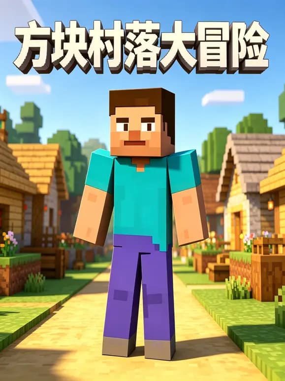 方块村落大冒险海报