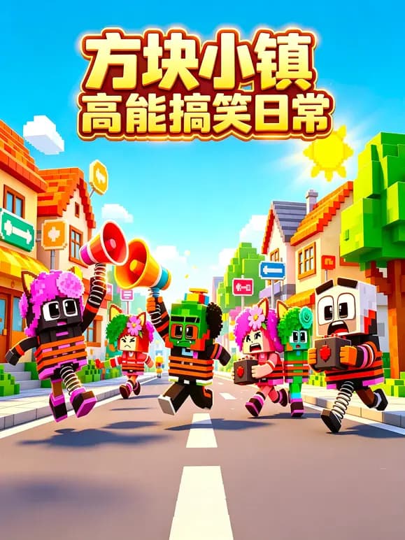 方块小镇高能搞笑日常海报