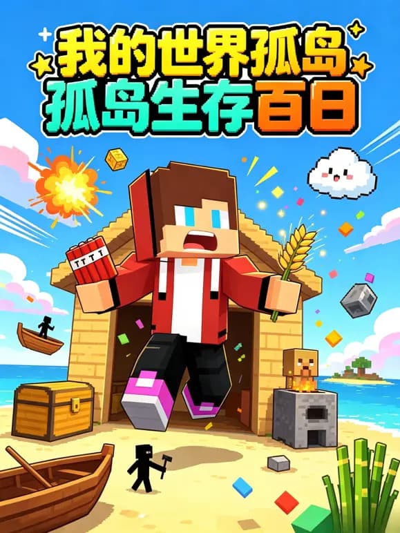 我的世界孤岛生存百日海报