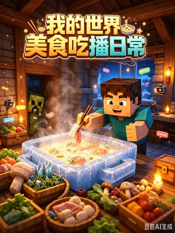 我的世界美食吃播日常海报