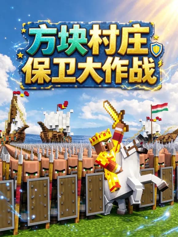 方块村庄保卫大作战海报